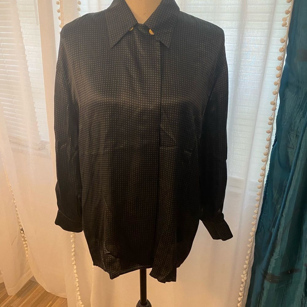 Escada  Blouse with Gold Accents, Sz 40